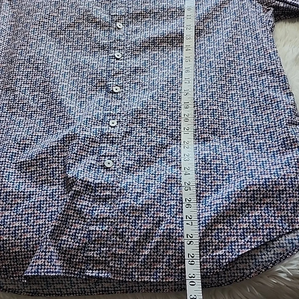 Bugatchi Shaped Fit Men's Blue /Orange Patterned Shirt Size XXL